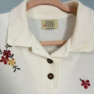 Women's White and Cream Polo-shirt